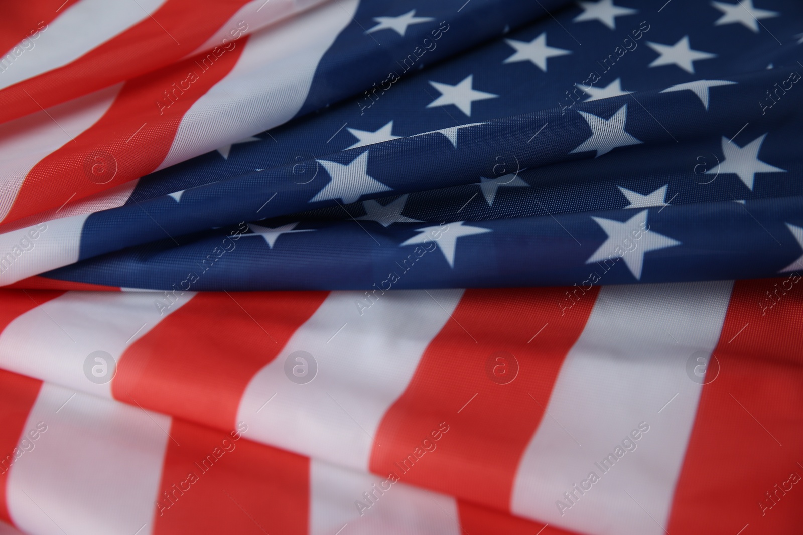 Photo of Flag of USA as background, top view