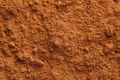 Photo of Cocoa powder as background, closeup