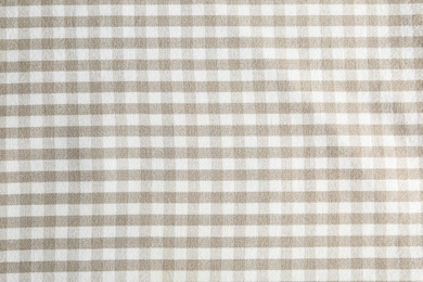 Photo of Texture of white checkered fabric as background, closeup
