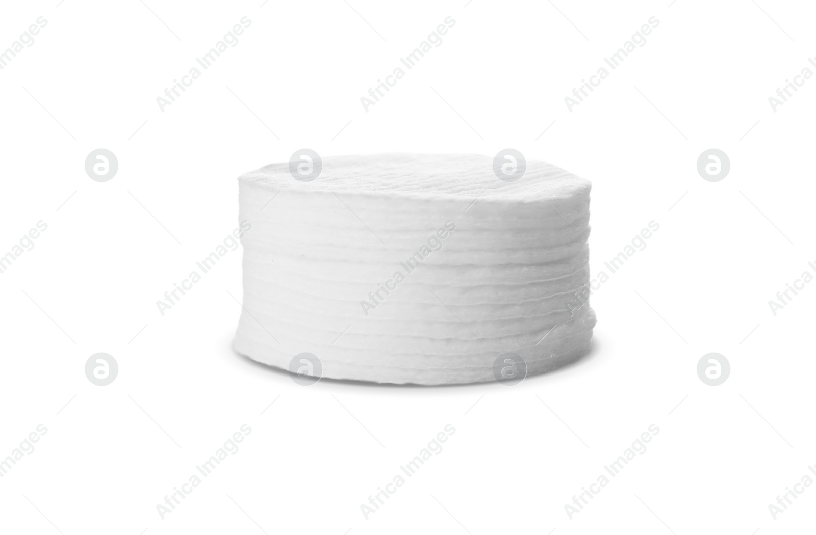 Photo of Stack of soft clean cotton pads isolated on white