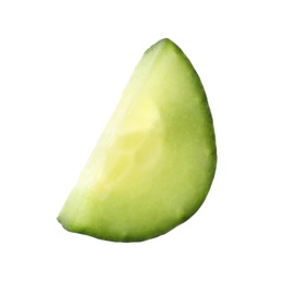 Cut fresh green cucumber on white background