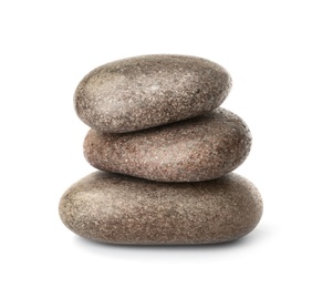 Photo of Stack of spa stones isolated on white