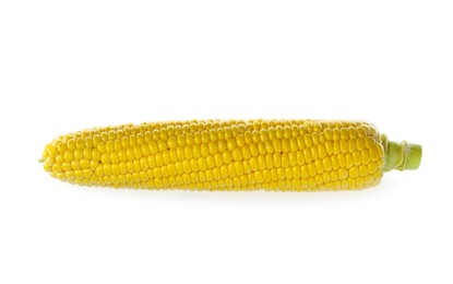 Tasty fresh corn cob isolated on white, top view