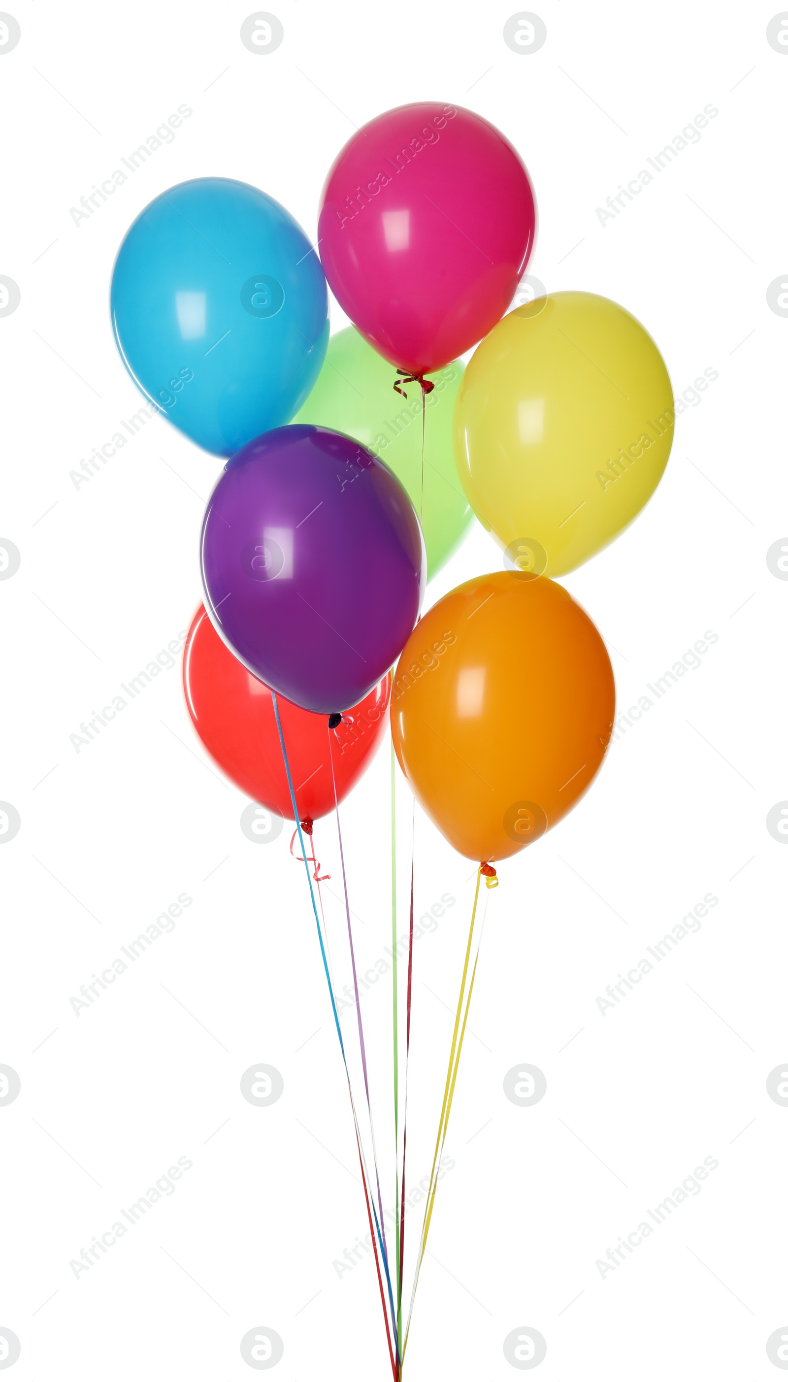 Photo of Bunch of colorful balloons on white background