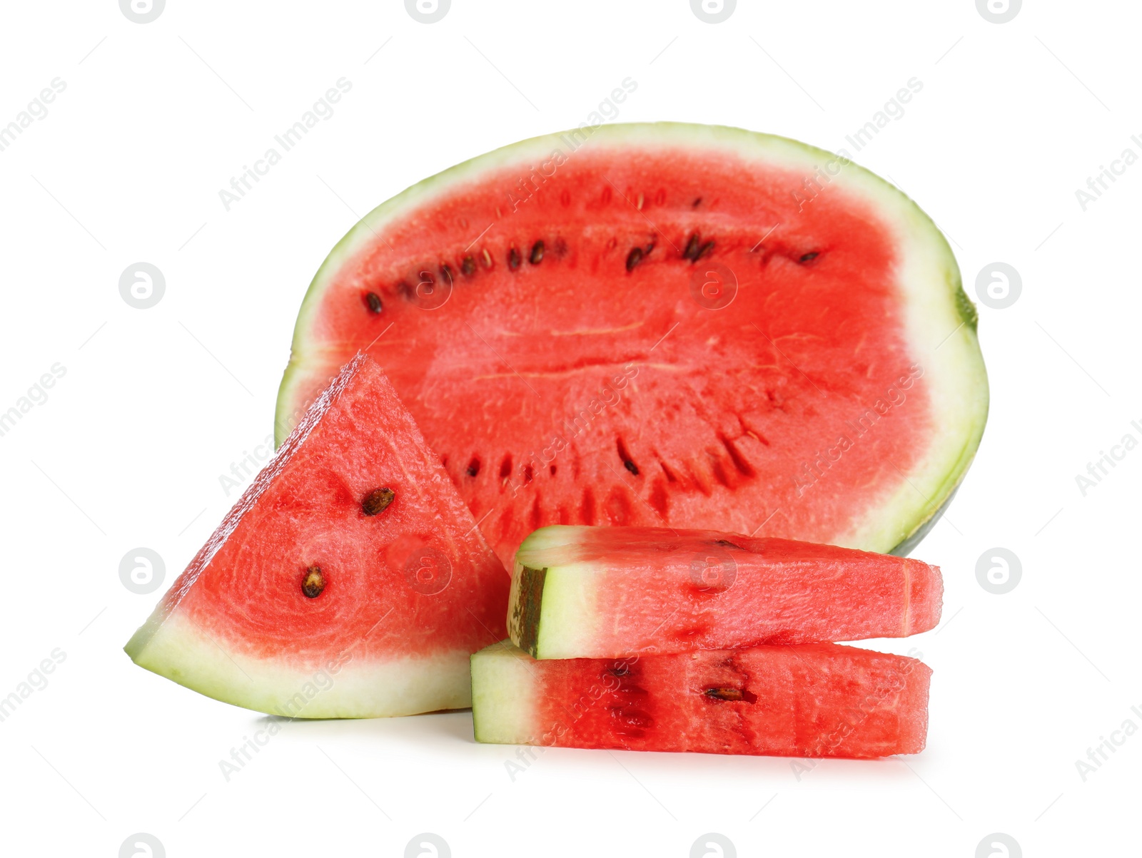 Photo of Delicious ripe cut watermelon isolated on white