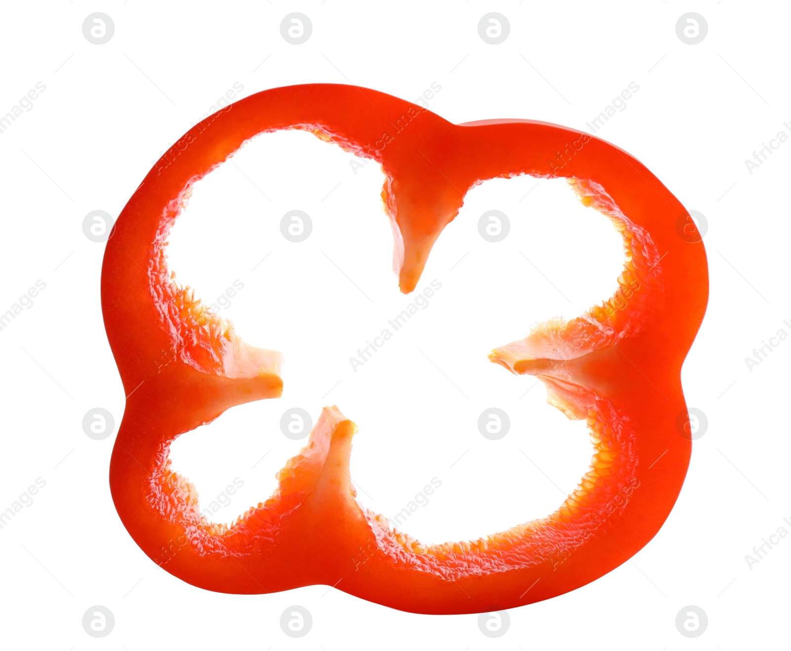 Photo of Slice of red bell pepper isolated on white