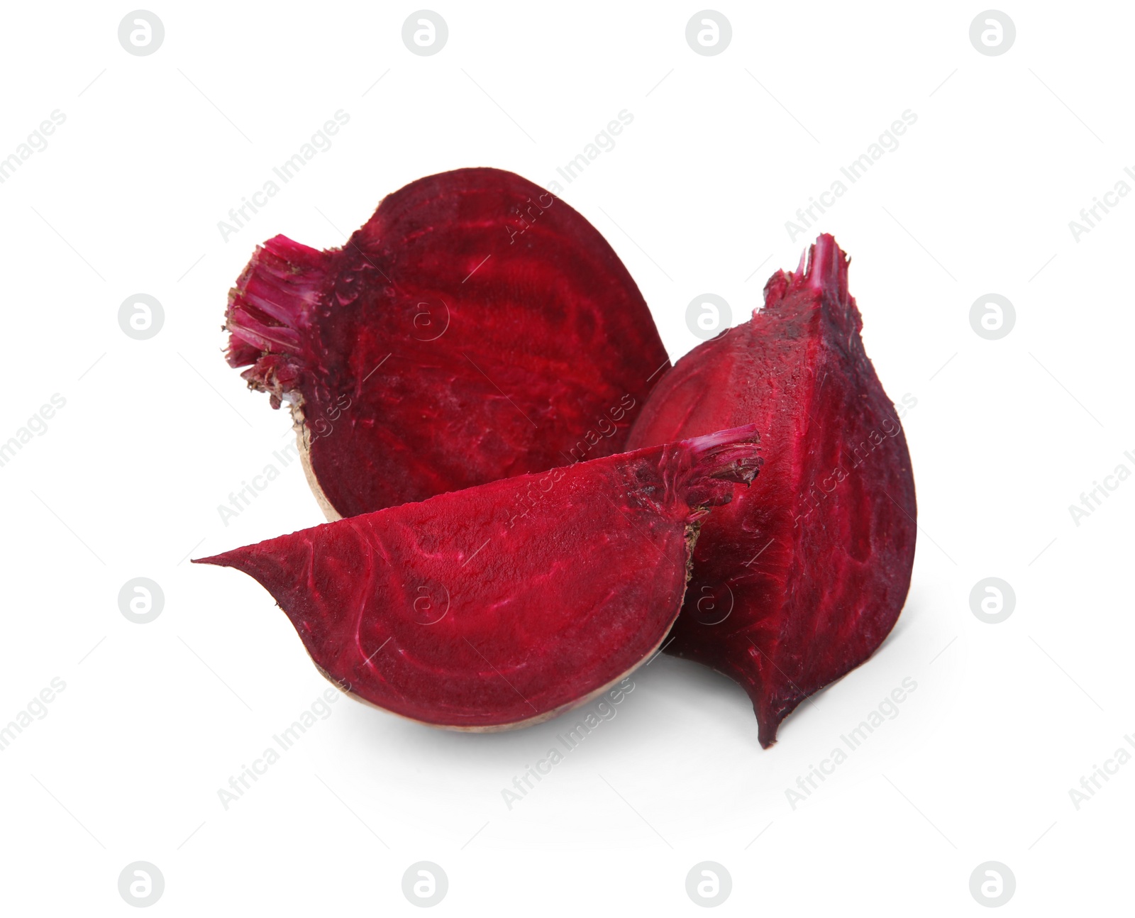 Photo of Cut fresh red beet on white background