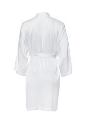 Image of Clean silk bathrobe with belt isolated on white, back view