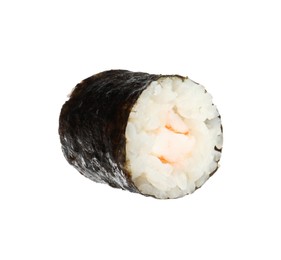 Photo of Delicious fresh sushi roll with shrimp isolated on white