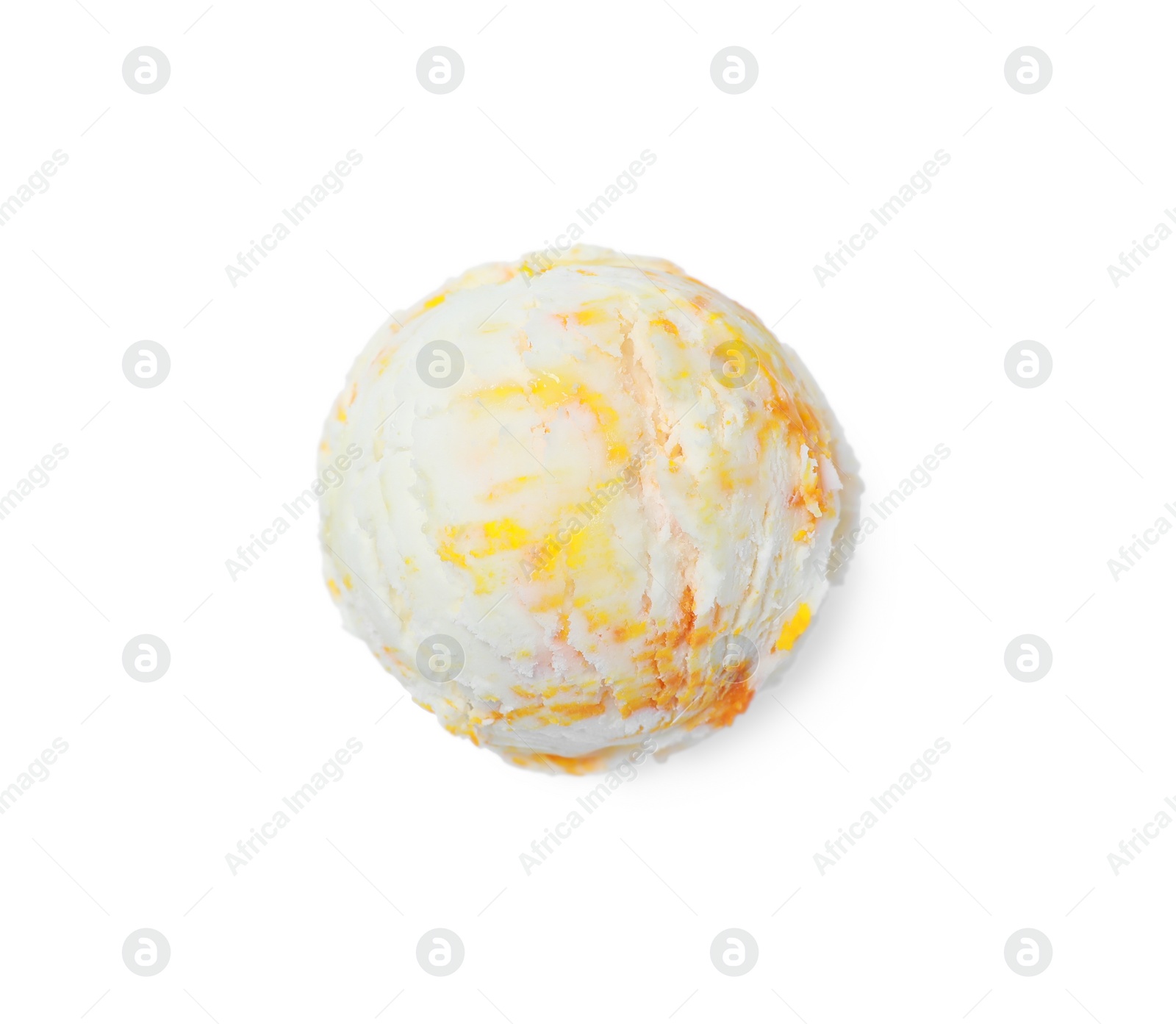 Photo of Scoop of tasty ice cream isolated on white, top view