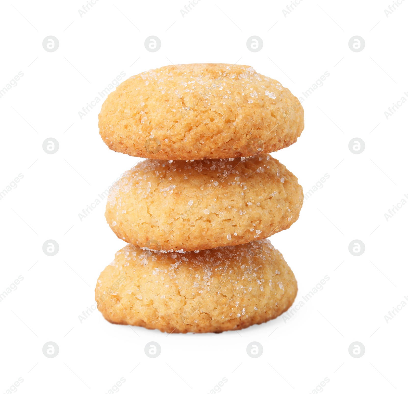 Photo of Stacked tasty sugar cookies isolated on white