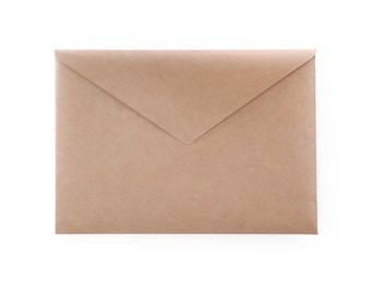 Photo of Simple kraft paper envelope isolated on white