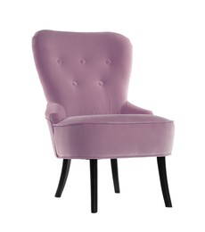 Image of One comfortable lilac color armchair isolated on white