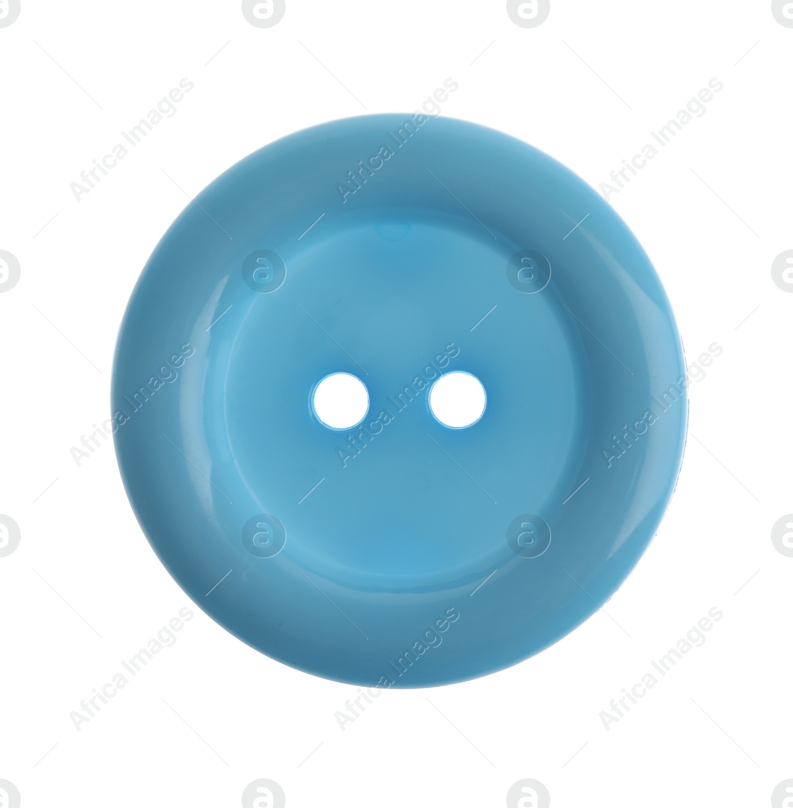 Photo of Blue plastic sewing button isolated on white