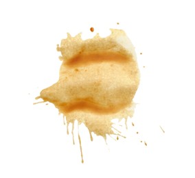 Dried coffee stain isolated on white, top view