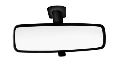 Image of Black rear view mirror on white background