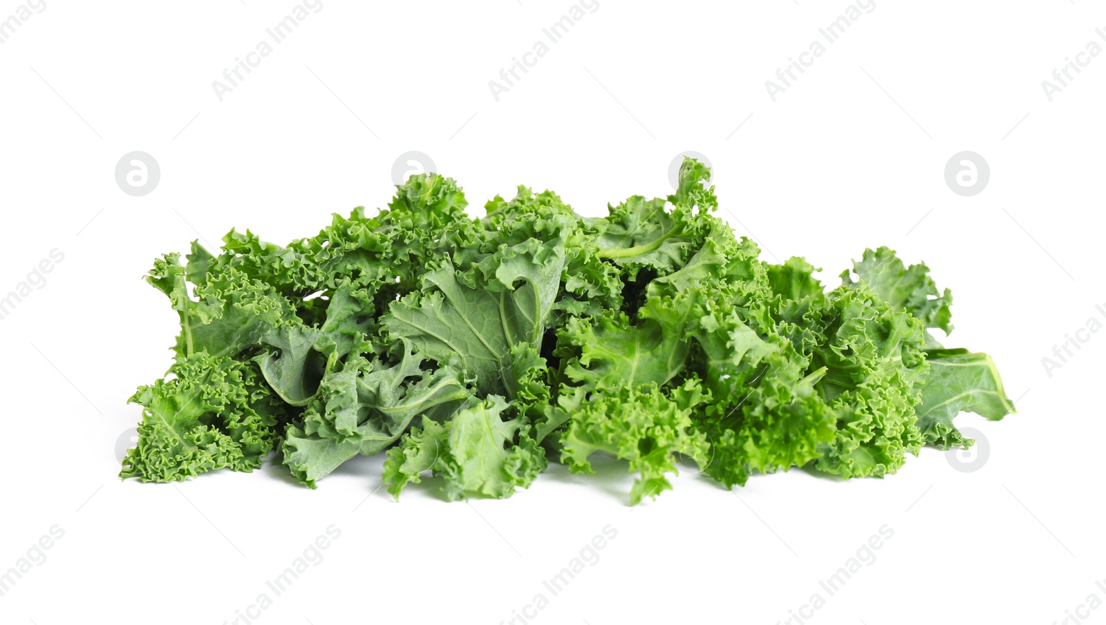 Photo of Fresh green kale leaves isolated on white