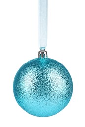 Beautiful light blue Christmas ball isolated on white