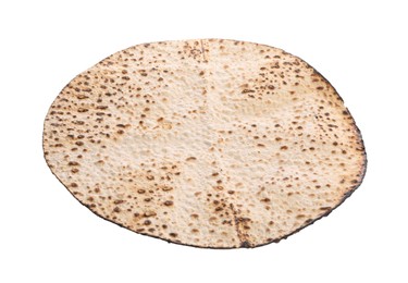 Photo of Tasty matzo isolated on white. Passover (Pesach) celebration