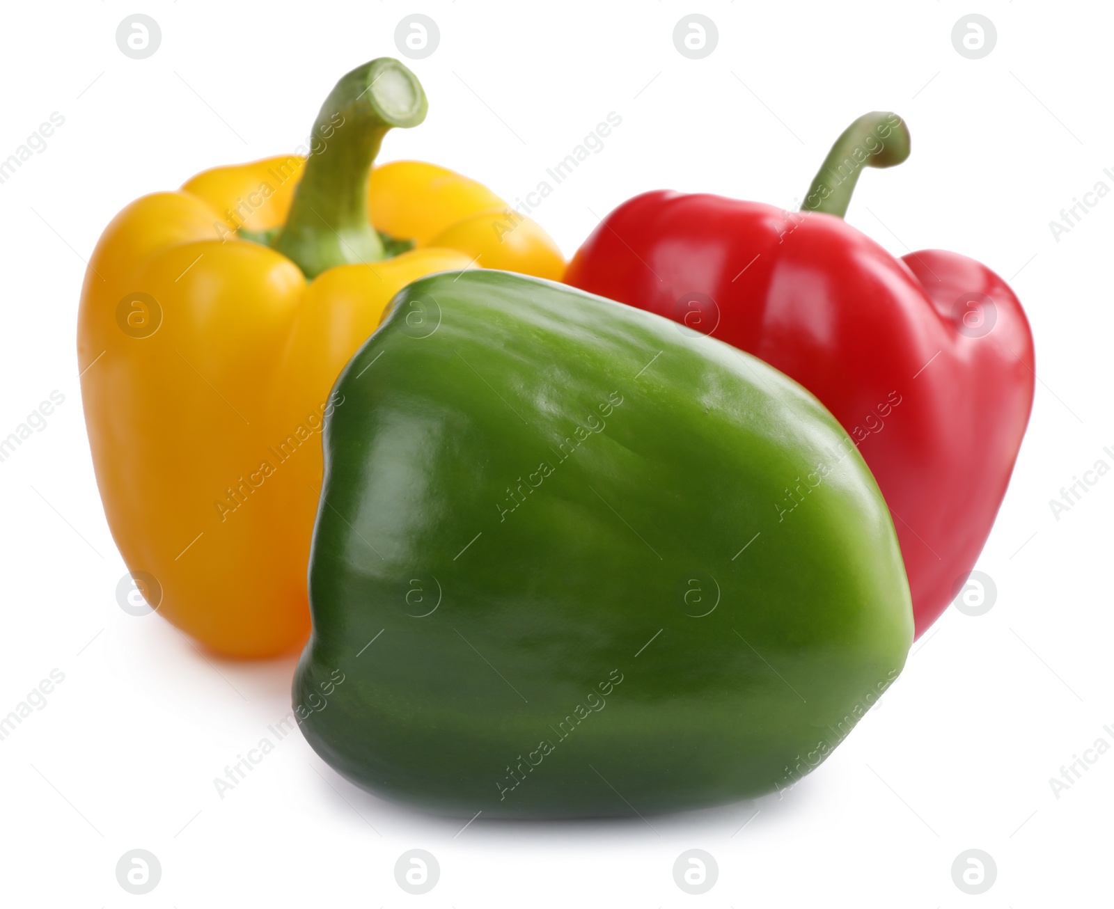 Photo of Fresh ripe bell peppers isolated on white