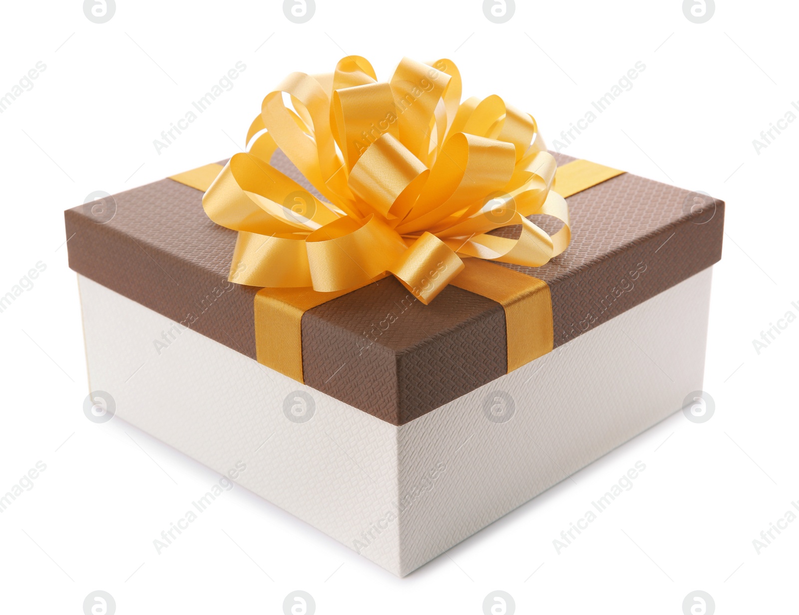 Photo of Beautiful gift box with bow on white background