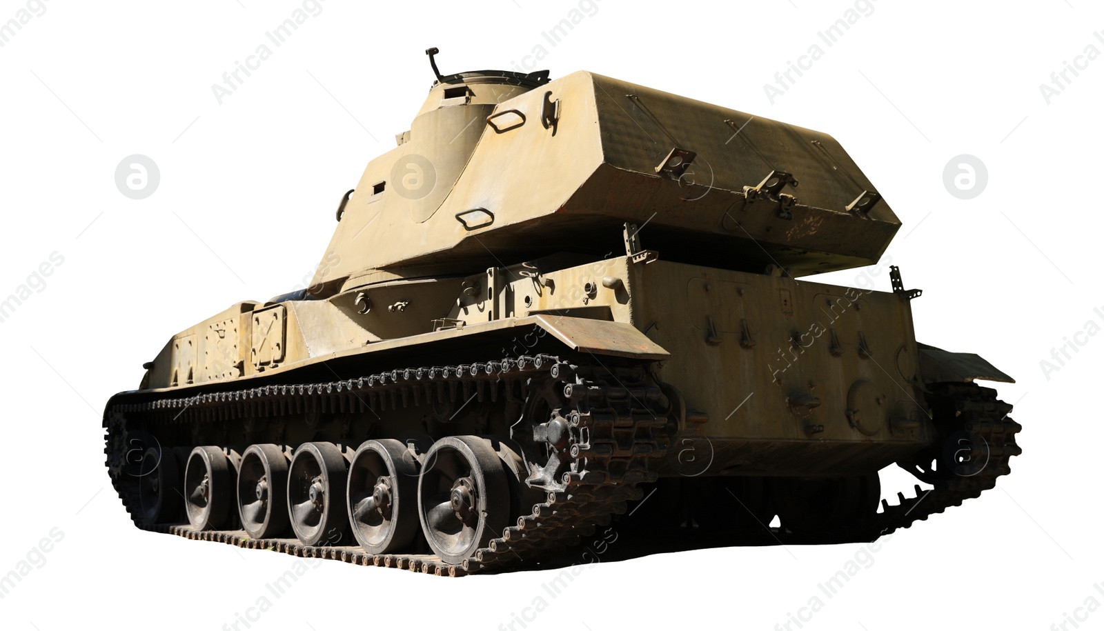 Image of Army tank isolated on white. Military machinery