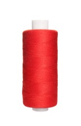 Spool of red sewing thread isolated on white