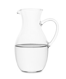 Glass jug with water isolated on white