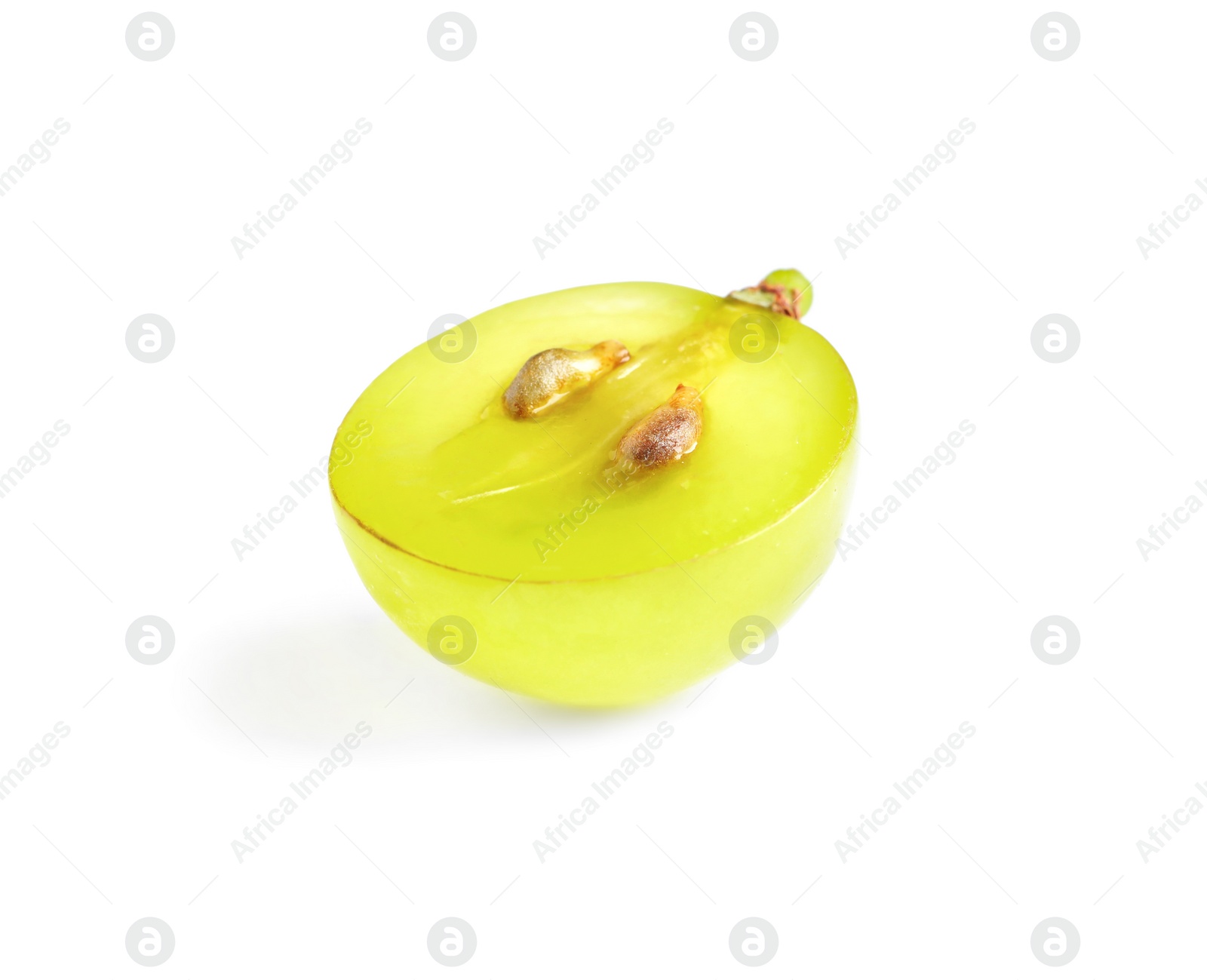 Photo of Half of delicious ripe green grape isolated on white