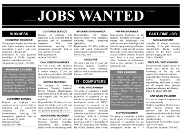 Illustration of Job search concept. Newspaper full of advertisements