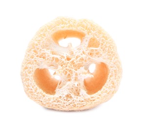 Photo of New loofah sponge isolated on white. Personal hygiene