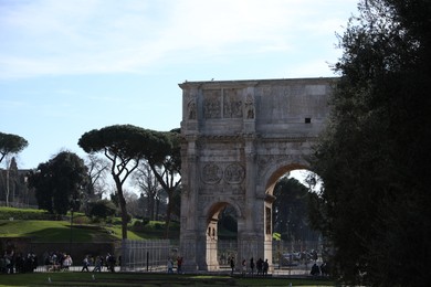 Photo of Rome, Italy - February 4, 2024 : Arch of Constantine outdoors