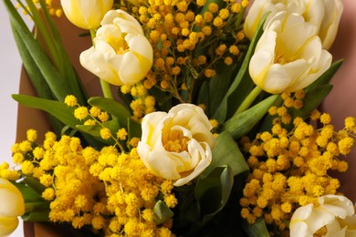 Photo of Bouquet of beautiful spring flowers, closeup view