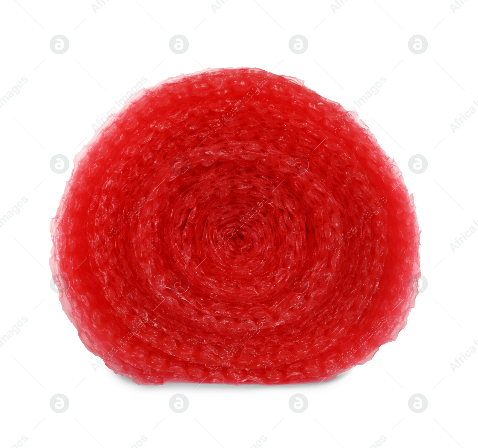 Photo of Red bubble wrap roll isolated on white