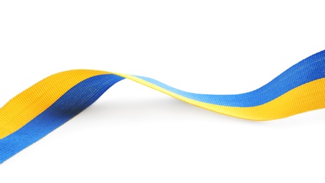 Ribbon with colors of national Ukrainian flag isolated on white