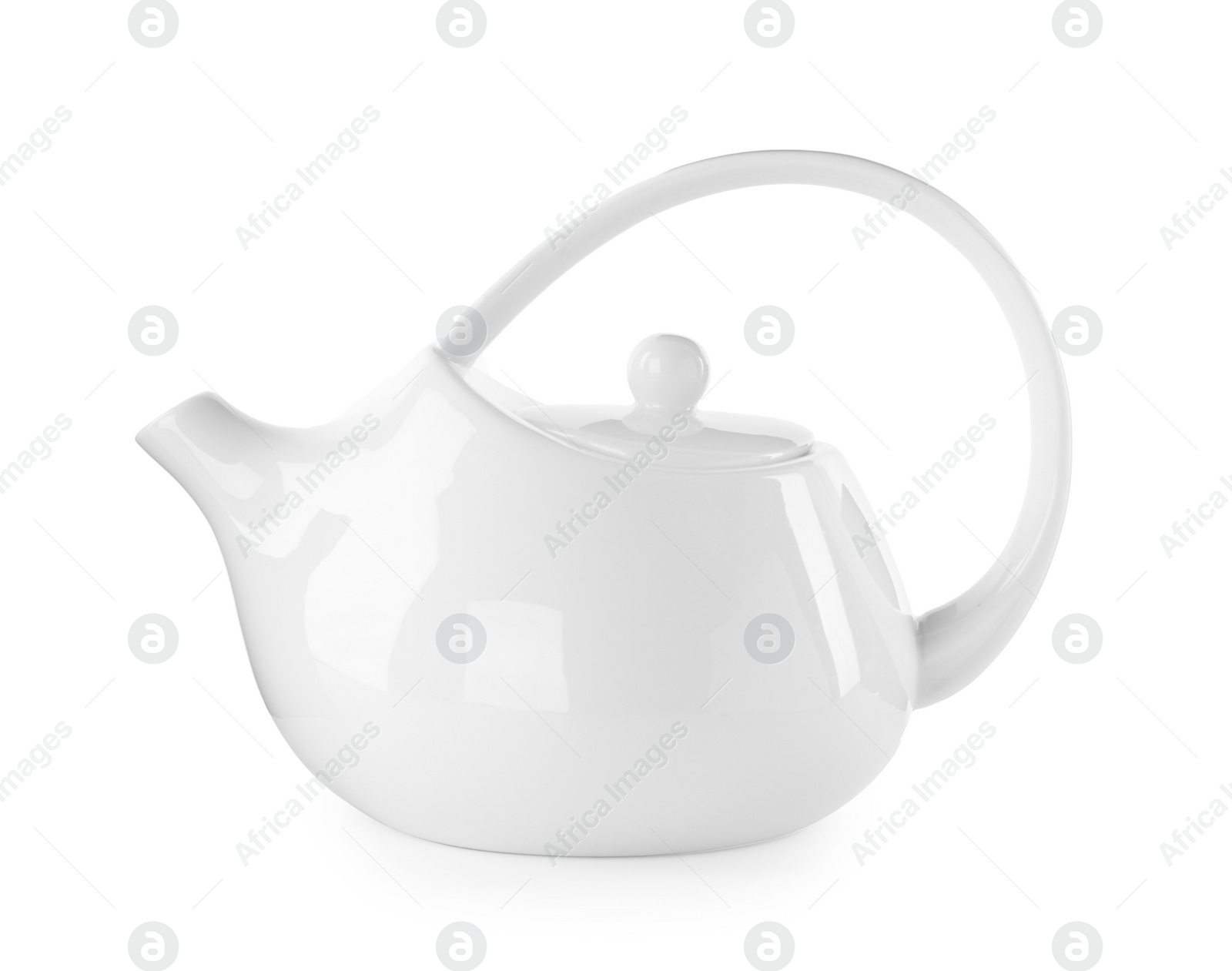 Photo of Stylish empty ceramic teapot isolated on white