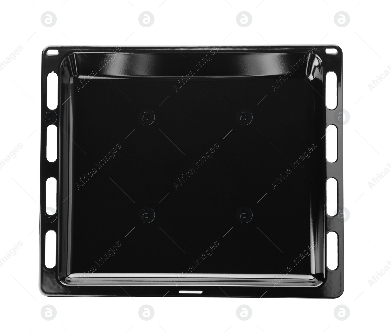 Photo of Empty baking tray for oven isolated on white, top view