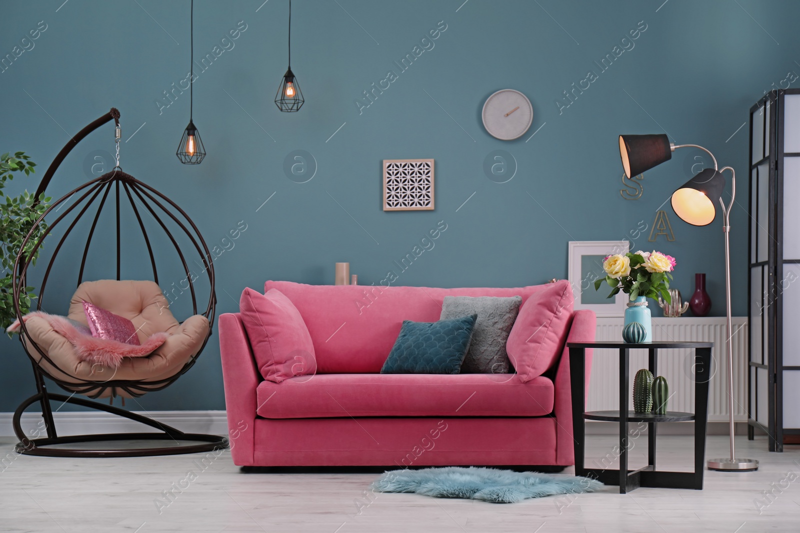 Photo of Modern living room interior with comfortable sofa