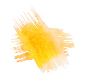 Photo of Paint strokes drawn with brush on white background