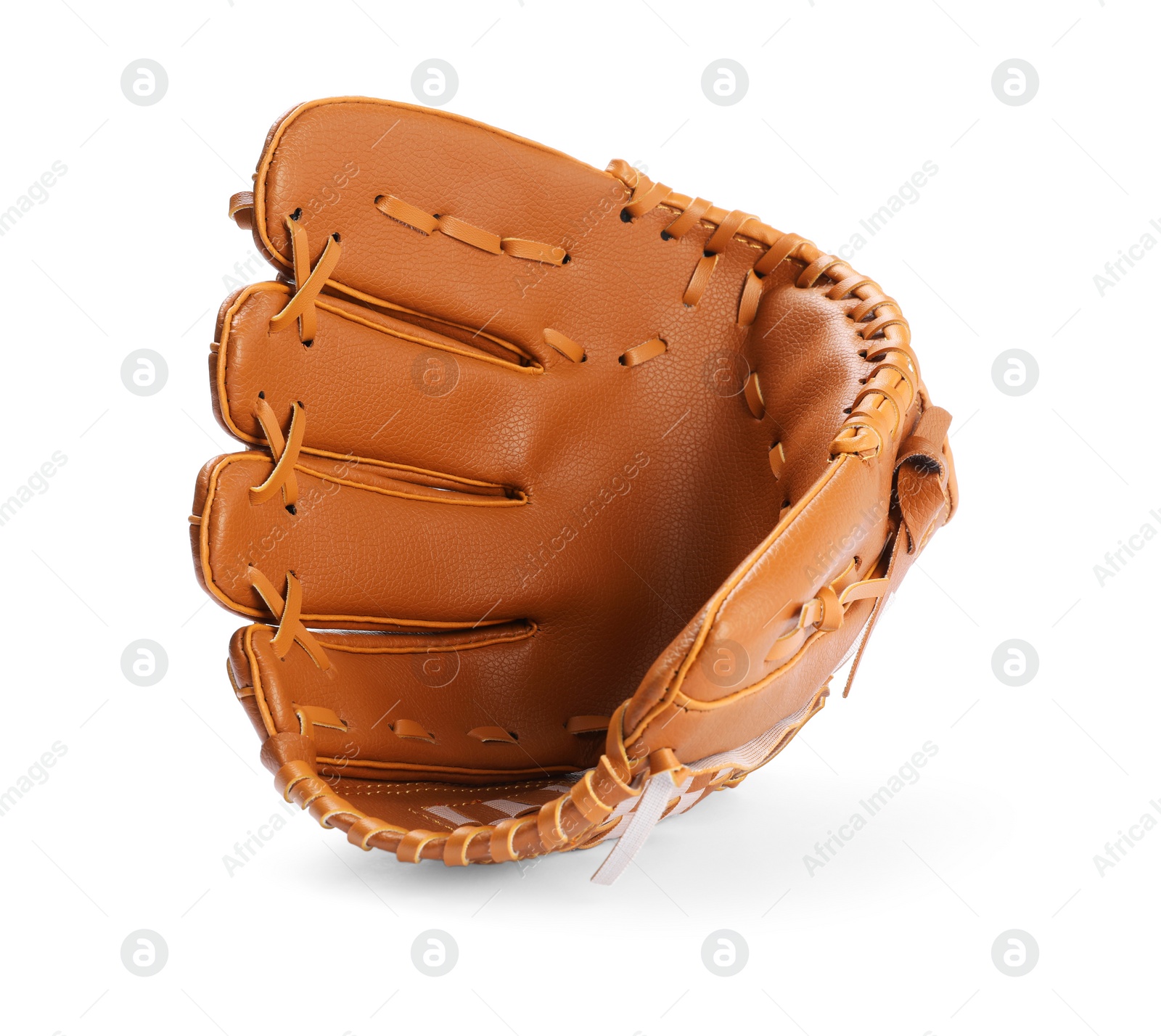 Photo of One leather baseball glove isolated on white