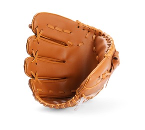 Photo of One leather baseball glove isolated on white