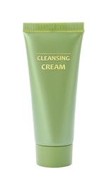 Tube of cleansing cream isolated on white. Makeup remover 