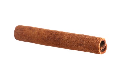 One aromatic cinnamon stick isolated on white