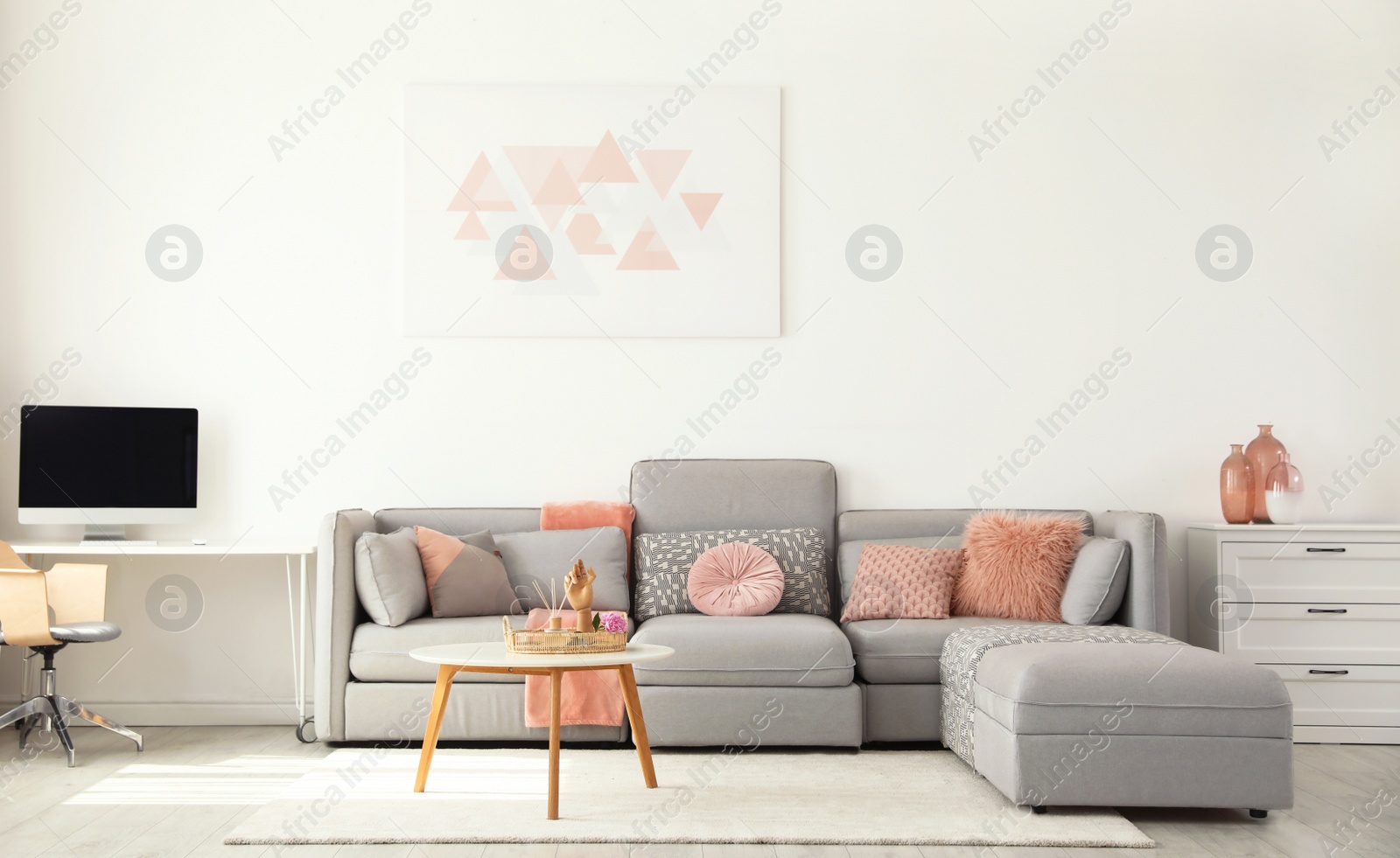 Photo of Modern living room interior with comfortable sofa