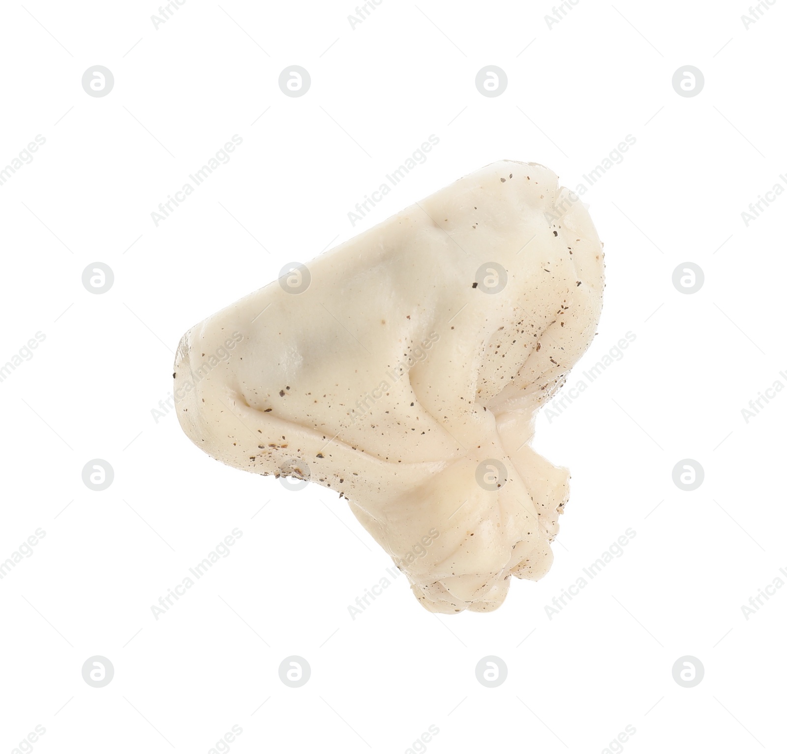 Photo of One tasty khinkali (dumpling) with spices isolated on white. Georgian cuisine