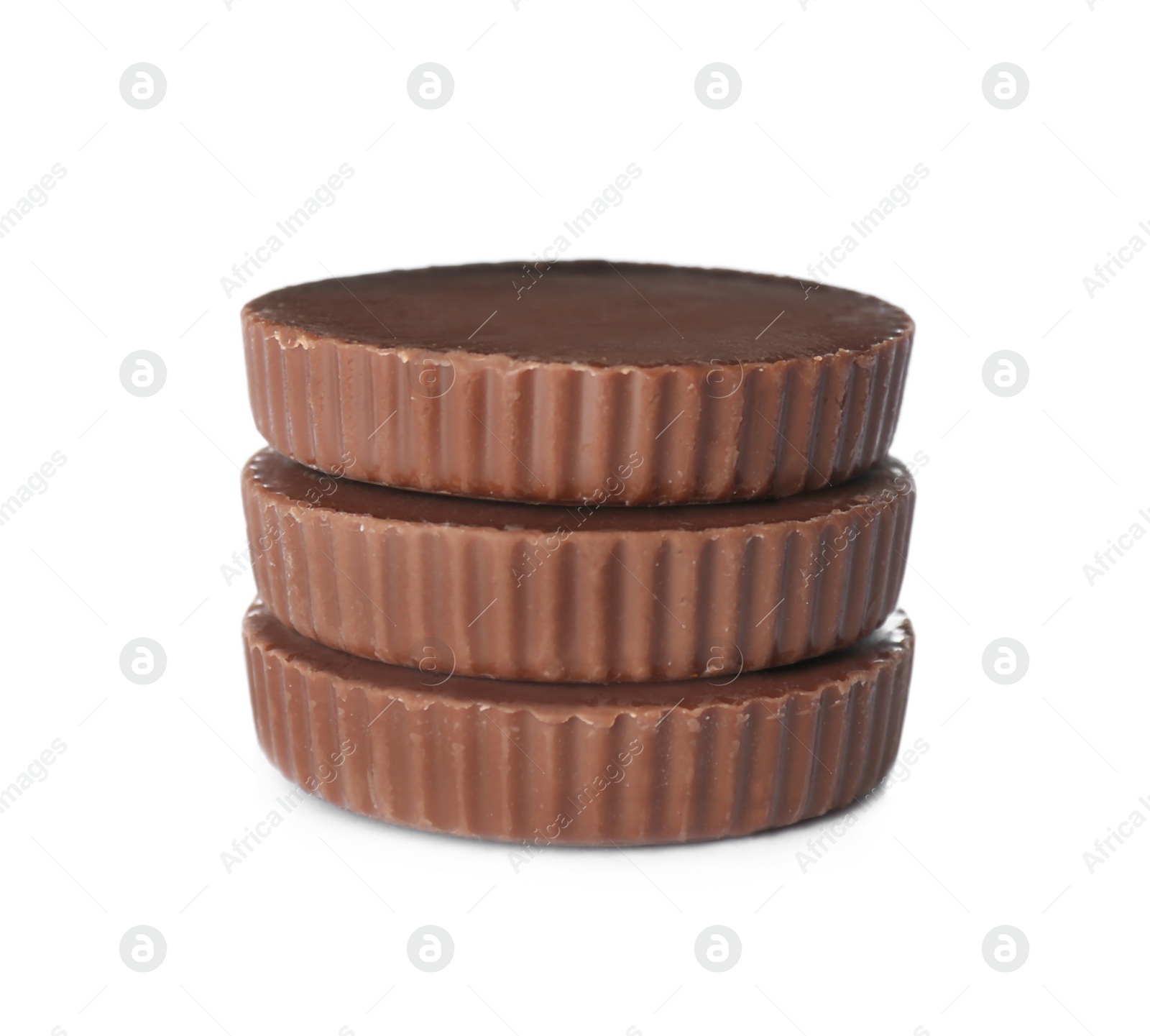 Photo of Sweet peanut butter cups isolated on white