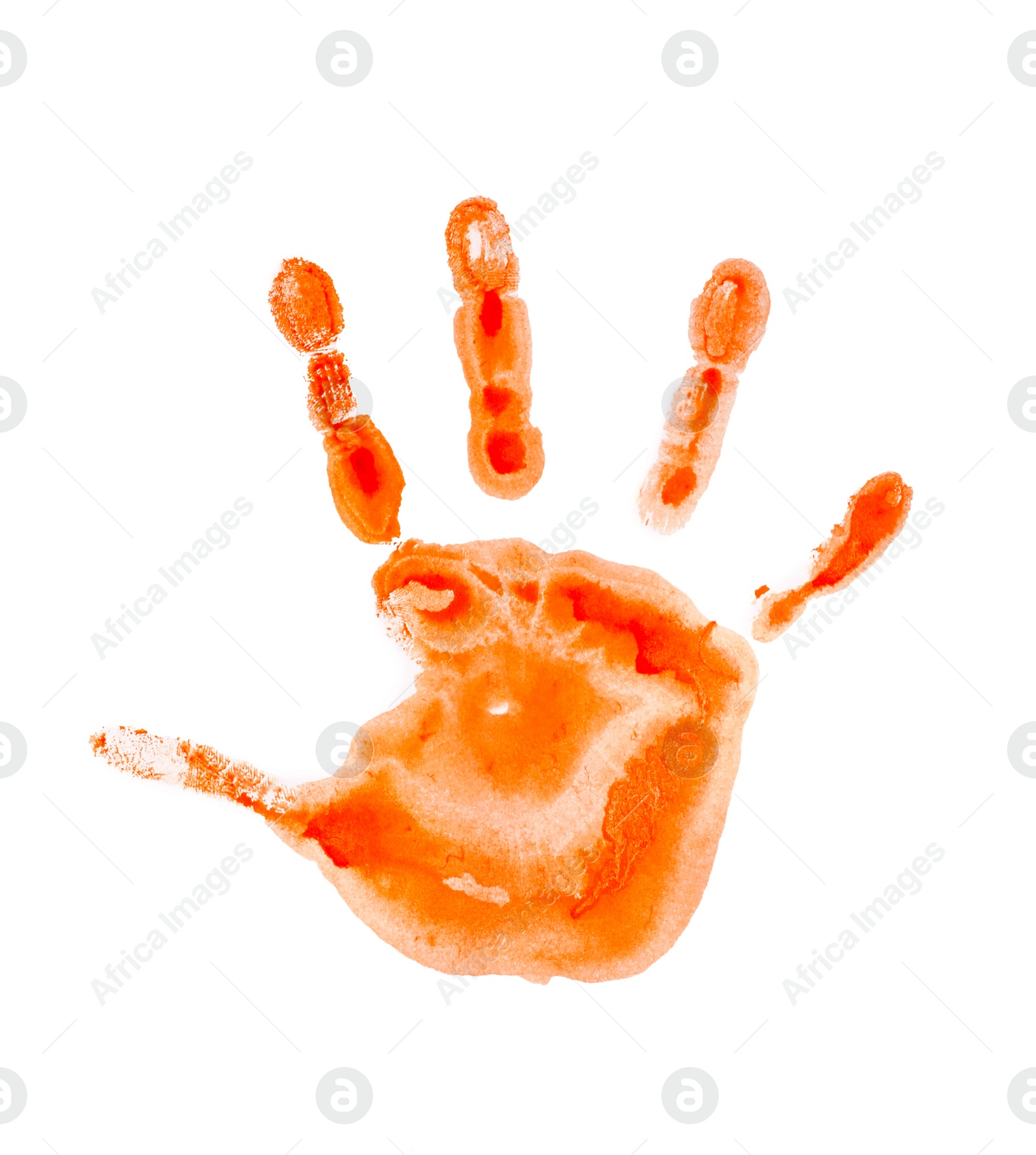 Photo of Color palm print on white background. Child's painting