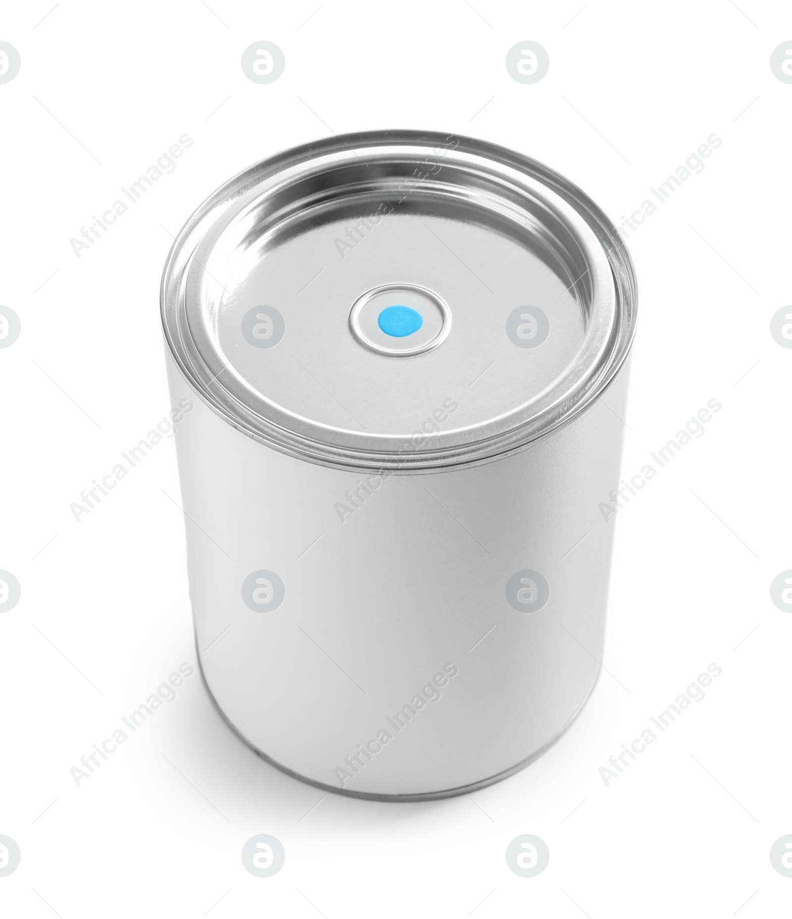 Photo of Closed blank can of paint isolated on white