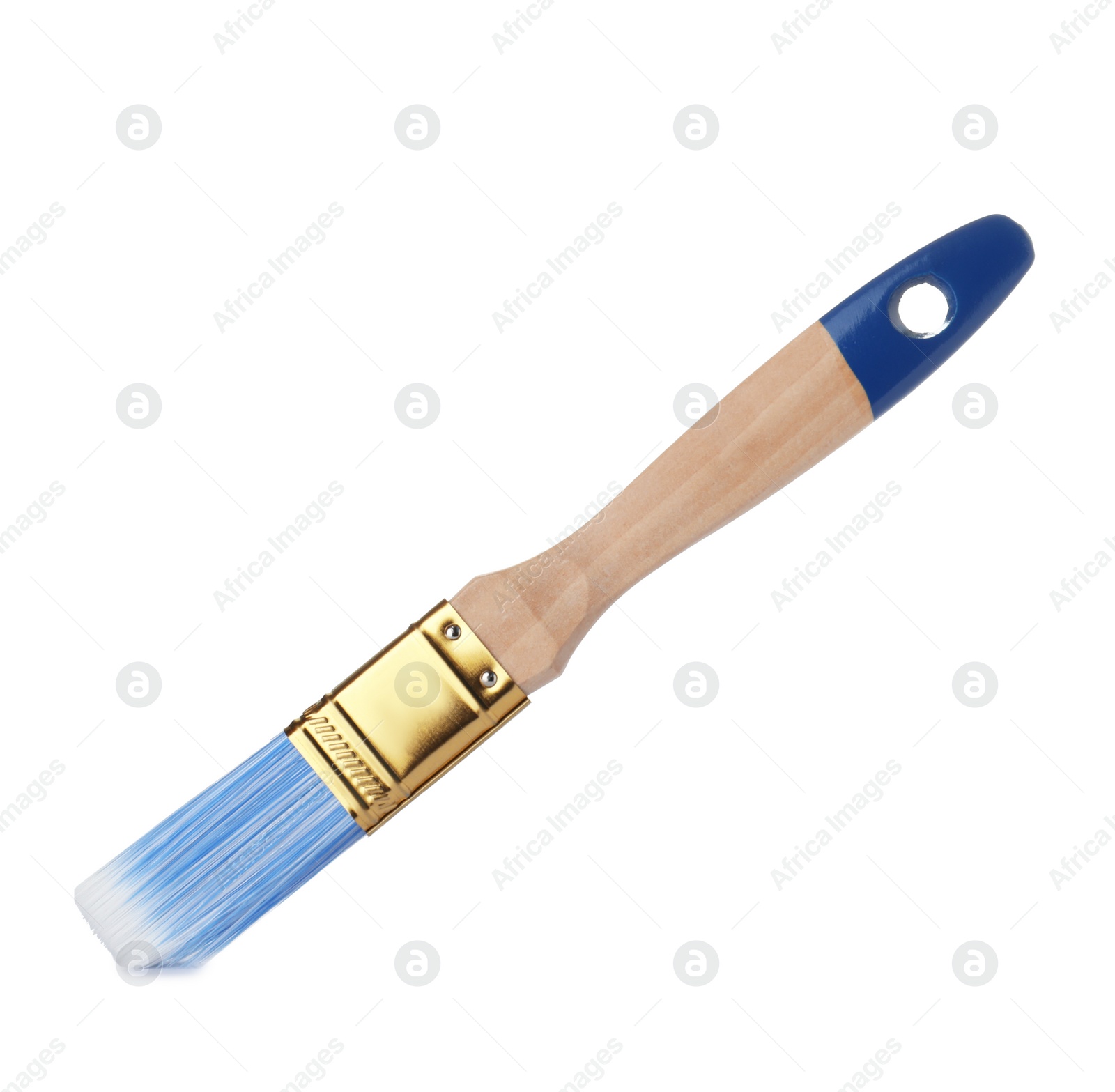 Photo of New paint brush on white background. Decorating tool