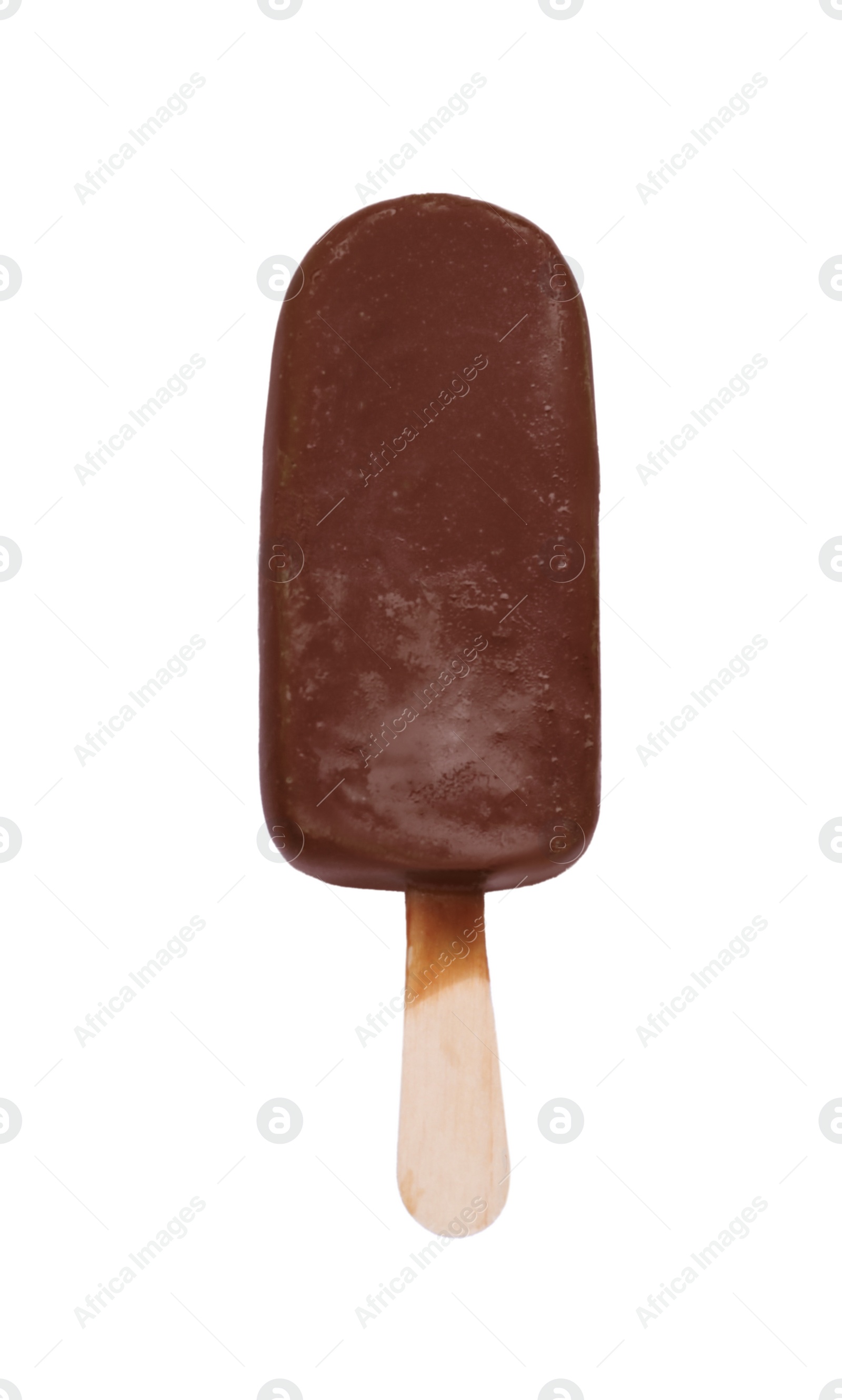 Photo of Delicious glazed ice cream bar isolated on white, top view